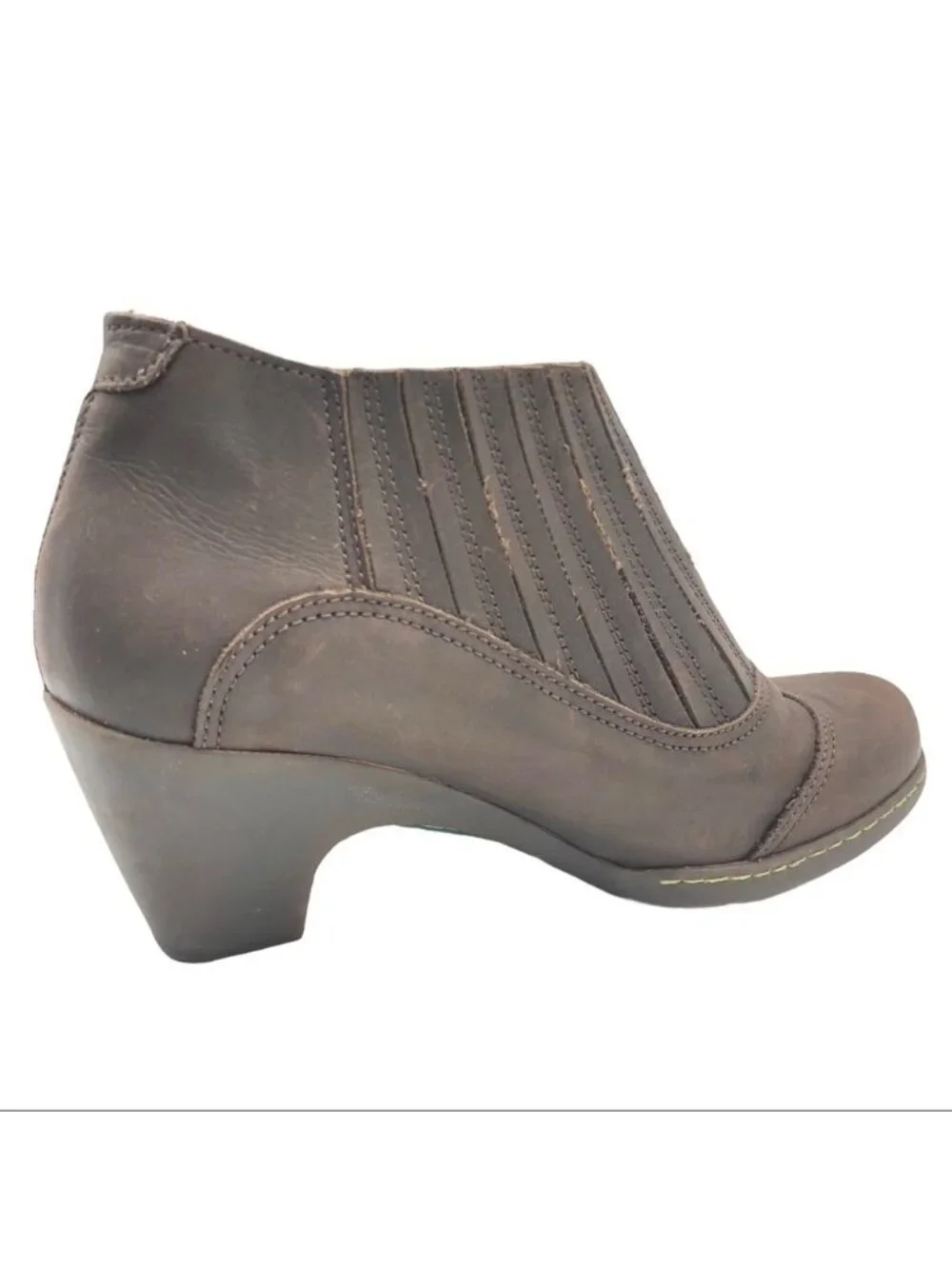 El Naturalista Womens Brown Leather Slip On Heeled Ankle Boots Size EU 37/US 7